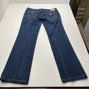 True Religion Billy Flap Pocket Straight Leg Jean Womens Size 32 Dark Blue Denim